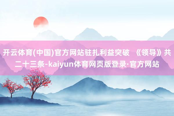 开云体育(中国)官方网站驻扎利益突破  《领导》共二十三条-kaiyun体育网页版登录·官方网站